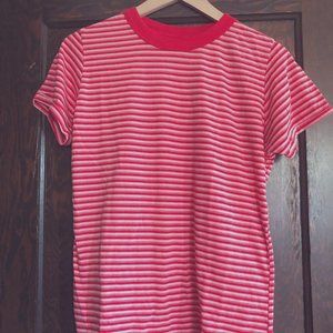 Big Bud Press Red and Pink Striped Tee XS